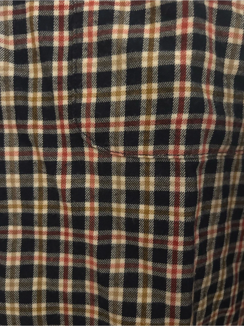 J. Crew Men's Navy and Red Multi-Plaid Flannel Button-Down Shirt